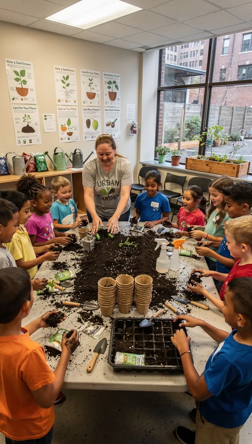 Urban gardening expert consulting in a balcony garden.